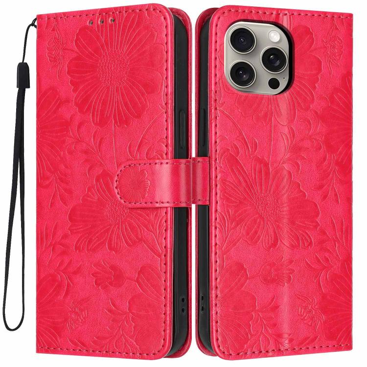 Sonnenblumen-Prägung vegane Leder-Handyhülle mit kleinem schwarzem Seil, Für iPhone 14 Pro Max, Für iPhone 13 Pro Max, Für iPhone 13 Pro, Für iPhone 13, Für iPhone 12 / 12 Pro, Für iPhone 12 Pro Max, Für iPhone 11 Pro Max, Für iPhone 11