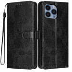 Sonnenblumen-Prägung vegane Leder-Handyhülle mit kleinem schwarzem Seil, Für iPhone 14 Pro Max, Für iPhone 13 Pro Max, Für iPhone 13 Pro, Für iPhone 13, Für iPhone 12 / 12 Pro, Für iPhone 12 Pro Max, Für iPhone 11 Pro Max, Für iPhone 11