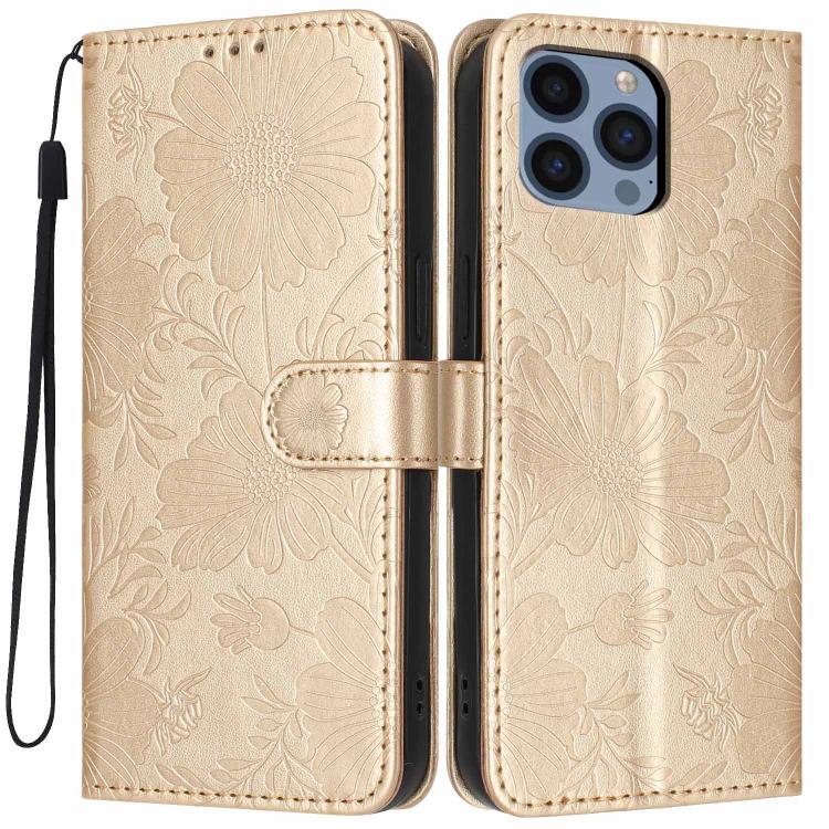 Sonnenblumen-Prägung vegane Leder-Handyhülle mit kleinem schwarzem Seil, Für iPhone 14 Pro Max, Für iPhone 13 Pro Max, Für iPhone 13 Pro, Für iPhone 13, Für iPhone 12 / 12 Pro, Für iPhone 12 Pro Max, Für iPhone 11 Pro Max, Für iPhone 11