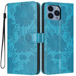 Sonnenblumen-Prägung vegane Leder-Handyhülle mit kleinem schwarzem Seil, Für iPhone 14 Pro Max, Für iPhone 13 Pro Max, Für iPhone 13 Pro, Für iPhone 13, Für iPhone 12 / 12 Pro, Für iPhone 12 Pro Max, Für iPhone 11 Pro Max, Für iPhone 11