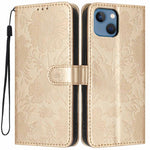 Sonnenblumen-Prägung vegane Leder-Handyhülle mit kleinem schwarzem Seil, Für iPhone 14 Pro Max, Für iPhone 13 Pro Max, Für iPhone 13 Pro, Für iPhone 13, Für iPhone 12 / 12 Pro, Für iPhone 12 Pro Max, Für iPhone 11 Pro Max, Für iPhone 11