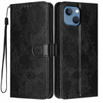 Sonnenblumen-Prägung vegane Leder-Handyhülle mit kleinem schwarzem Seil, Für iPhone 14 Pro Max, Für iPhone 13 Pro Max, Für iPhone 13 Pro, Für iPhone 13, Für iPhone 12 / 12 Pro, Für iPhone 12 Pro Max, Für iPhone 11 Pro Max, Für iPhone 11