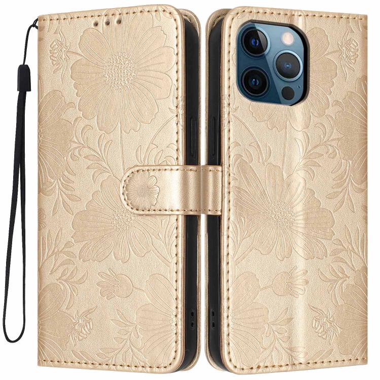 Sonnenblumen-Prägung vegane Leder-Handyhülle mit kleinem schwarzem Seil, Für iPhone 14 Pro Max, Für iPhone 13 Pro Max, Für iPhone 13 Pro, Für iPhone 13, Für iPhone 12 / 12 Pro, Für iPhone 12 Pro Max, Für iPhone 11 Pro Max, Für iPhone 11