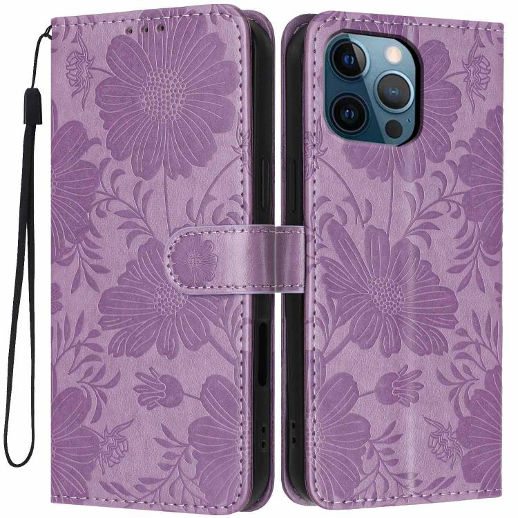 Sonnenblumen-Prägung vegane Leder-Handyhülle mit kleinem schwarzem Seil, Für iPhone 14 Pro Max, Für iPhone 13 Pro Max, Für iPhone 13 Pro, Für iPhone 13, Für iPhone 12 / 12 Pro, Für iPhone 12 Pro Max, Für iPhone 11 Pro Max, Für iPhone 11