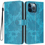 Sonnenblumen-Prägung vegane Leder-Handyhülle mit kleinem schwarzem Seil, Für iPhone 14 Pro Max, Für iPhone 13 Pro Max, Für iPhone 13 Pro, Für iPhone 13, Für iPhone 12 / 12 Pro, Für iPhone 12 Pro Max, Für iPhone 11 Pro Max, Für iPhone 11