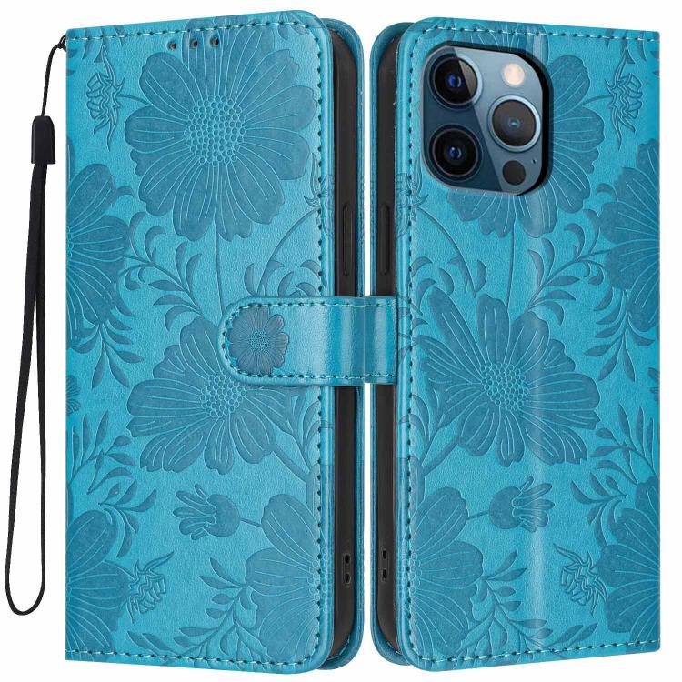 Sonnenblumen-Prägung vegane Leder-Handyhülle mit kleinem schwarzem Seil, Für iPhone 14 Pro Max, Für iPhone 13 Pro Max, Für iPhone 13 Pro, Für iPhone 13, Für iPhone 12 / 12 Pro, Für iPhone 12 Pro Max, Für iPhone 11 Pro Max, Für iPhone 11