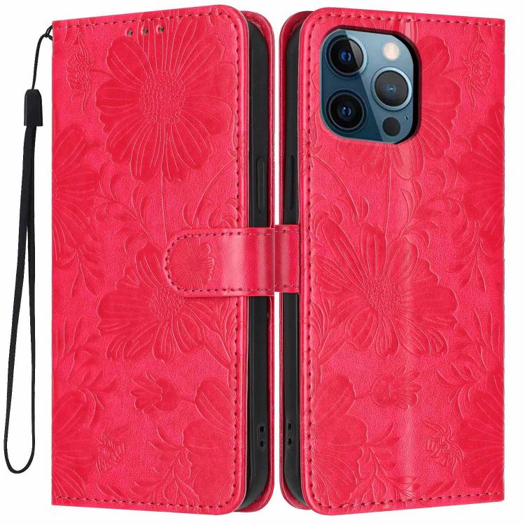 Sonnenblumen-Prägung vegane Leder-Handyhülle mit kleinem schwarzem Seil, Für iPhone 14 Pro Max, Für iPhone 13 Pro Max, Für iPhone 13 Pro, Für iPhone 13, Für iPhone 12 / 12 Pro, Für iPhone 12 Pro Max, Für iPhone 11 Pro Max, Für iPhone 11