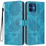 Sonnenblumen-Prägung vegane Leder-Handyhülle mit kleinem schwarzem Seil, Für iPhone 14 Pro Max, Für iPhone 13 Pro Max, Für iPhone 13 Pro, Für iPhone 13, Für iPhone 12 / 12 Pro, Für iPhone 12 Pro Max, Für iPhone 11 Pro Max, Für iPhone 11