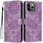 Sonnenblumen-Prägung vegane Leder-Handyhülle mit kleinem schwarzem Seil, Für iPhone 14 Pro Max, Für iPhone 13 Pro Max, Für iPhone 13 Pro, Für iPhone 13, Für iPhone 12 / 12 Pro, Für iPhone 12 Pro Max, Für iPhone 11 Pro Max, Für iPhone 11