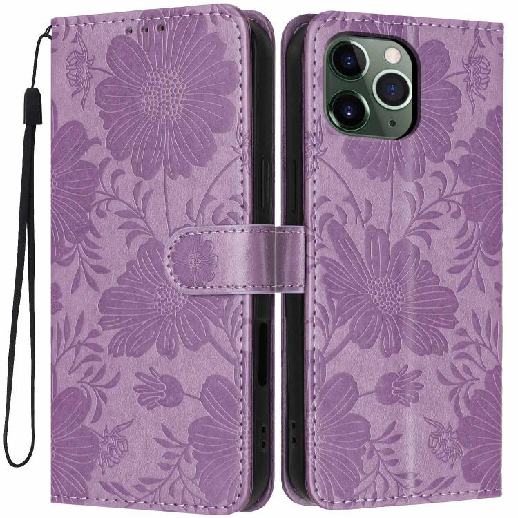 Sonnenblumen-Prägung vegane Leder-Handyhülle mit kleinem schwarzem Seil, Für iPhone 14 Pro Max, Für iPhone 13 Pro Max, Für iPhone 13 Pro, Für iPhone 13, Für iPhone 12 / 12 Pro, Für iPhone 12 Pro Max, Für iPhone 11 Pro Max, Für iPhone 11