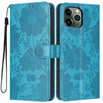 Sonnenblumen-Prägung vegane Leder-Handyhülle mit kleinem schwarzem Seil, Für iPhone 14 Pro Max, Für iPhone 13 Pro Max, Für iPhone 13 Pro, Für iPhone 13, Für iPhone 12 / 12 Pro, Für iPhone 12 Pro Max, Für iPhone 11 Pro Max, Für iPhone 11