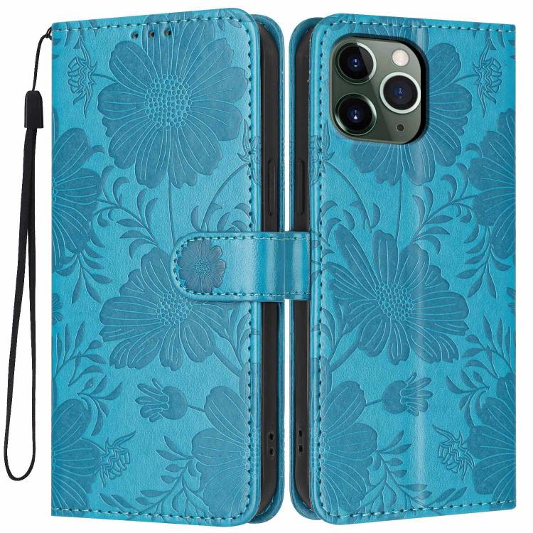 Sonnenblumen-Prägung vegane Leder-Handyhülle mit kleinem schwarzem Seil, Für iPhone 14 Pro Max, Für iPhone 13 Pro Max, Für iPhone 13 Pro, Für iPhone 13, Für iPhone 12 / 12 Pro, Für iPhone 12 Pro Max, Für iPhone 11 Pro Max, Für iPhone 11