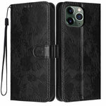 Sonnenblumen-Prägung vegane Leder-Handyhülle mit kleinem schwarzem Seil, Für iPhone 14 Pro Max, Für iPhone 13 Pro Max, Für iPhone 13 Pro, Für iPhone 13, Für iPhone 12 / 12 Pro, Für iPhone 12 Pro Max, Für iPhone 11 Pro Max, Für iPhone 11
