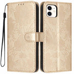 Sonnenblumen-Prägung vegane Leder-Handyhülle mit kleinem schwarzem Seil, Für iPhone 14 Pro Max, Für iPhone 13 Pro Max, Für iPhone 13 Pro, Für iPhone 13, Für iPhone 12 / 12 Pro, Für iPhone 12 Pro Max, Für iPhone 11 Pro Max, Für iPhone 11