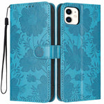 Sonnenblumen-Prägung vegane Leder-Handyhülle mit kleinem schwarzem Seil, Für iPhone 14 Pro Max, Für iPhone 13 Pro Max, Für iPhone 13 Pro, Für iPhone 13, Für iPhone 12 / 12 Pro, Für iPhone 12 Pro Max, Für iPhone 11 Pro Max, Für iPhone 11