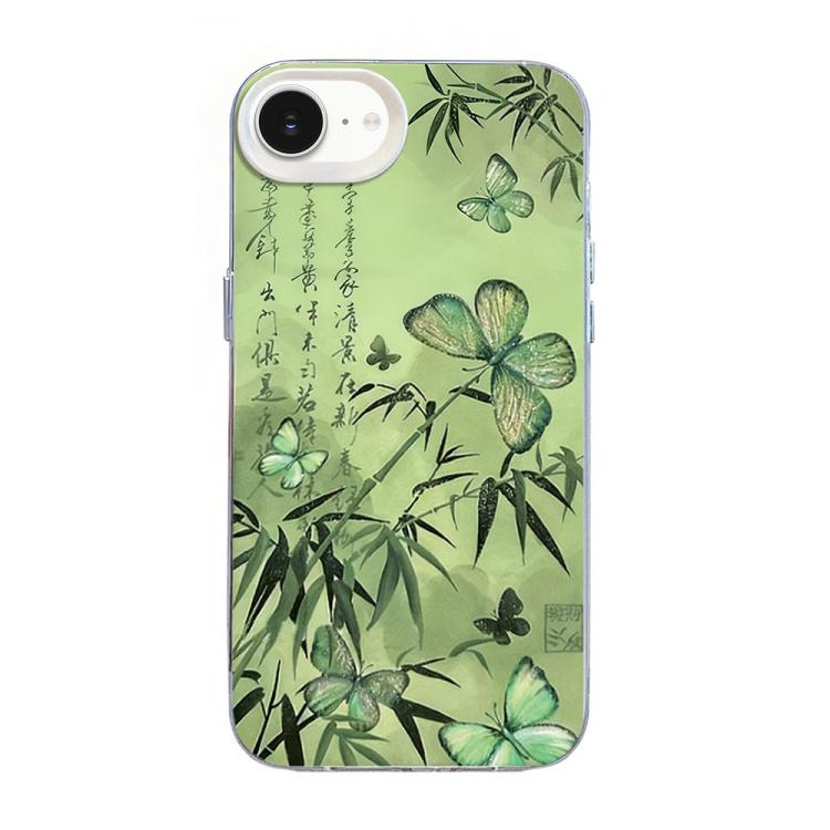 Schmetterlingsmuster silberbeschichtete PC-Hybrid TPU-Handyhülle, Für iPhone 17e / 16e, Für iPhone 17 Pro Max, Für iPhone 17 Pro, Für iPhone 17, Für iPhone Air, Für iPhone 16 Pro Max