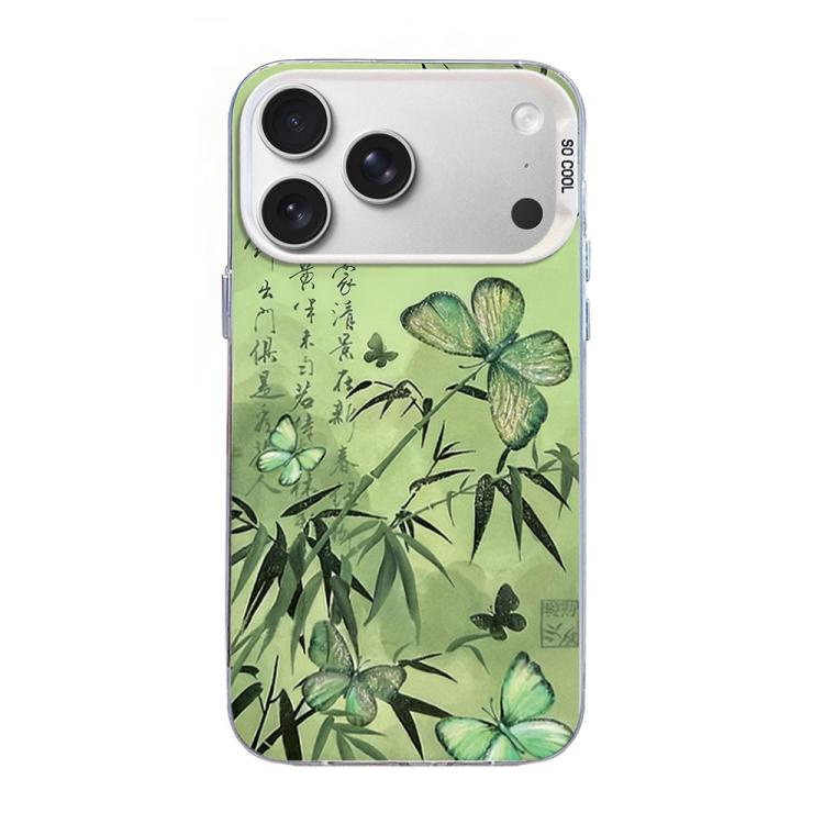 Schmetterlingsmuster silberbeschichtete PC-Hybrid TPU-Handyhülle, Für iPhone 17e / 16e, Für iPhone 17 Pro Max, Für iPhone 17 Pro, Für iPhone 17, Für iPhone Air, Für iPhone 16 Pro Max