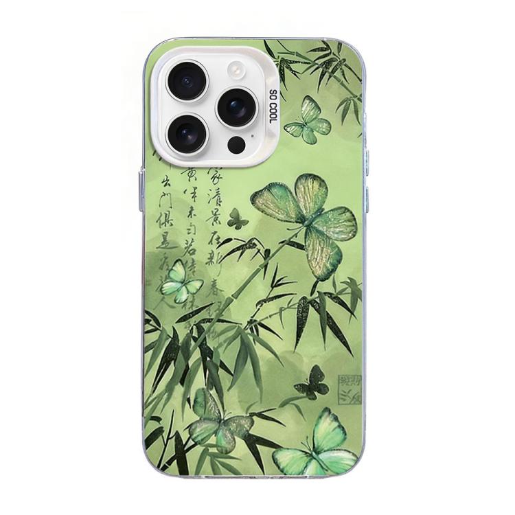 Schmetterlingsmuster silberbeschichtete PC-Hybrid TPU-Handyhülle, Für iPhone 16 Pro, Für iPhone 16 Plus, Für iPhone 16, Für iPhone 15 Pro Max, Für iPhone 15 Pro, Für iPhone 15 Plus