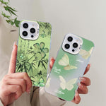 Schmetterlingsmuster silberbeschichtete PC-Hybrid TPU-Handyhülle, Für iPhone 16 Pro, Für iPhone 16 Plus, Für iPhone 16, Für iPhone 15 Pro Max, Für iPhone 15 Pro, Für iPhone 15 Plus