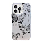 Schmetterlingsmuster silberbeschichtete PC-Hybrid TPU-Handyhülle, Für iPhone 16 Pro, Für iPhone 16 Plus, Für iPhone 16, Für iPhone 15 Pro Max, Für iPhone 15 Pro, Für iPhone 15 Plus