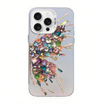 Schmetterlingsmuster silberbeschichtete PC-Hybrid TPU-Handyhülle, Für iPhone 16 Pro, Für iPhone 16 Plus, Für iPhone 16, Für iPhone 15 Pro Max, Für iPhone 15 Pro, Für iPhone 15 Plus