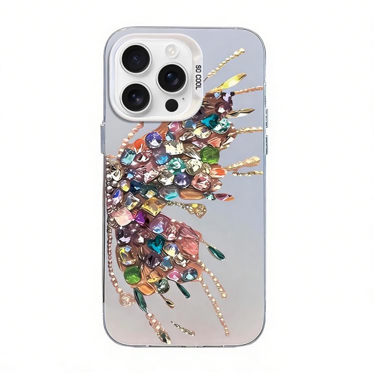 Schmetterlingsmuster silberbeschichtete PC-Hybrid TPU-Handyhülle, Für iPhone 16 Pro, Für iPhone 16 Plus, Für iPhone 16, Für iPhone 15 Pro Max, Für iPhone 15 Pro, Für iPhone 15 Plus