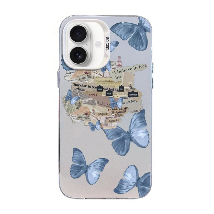 Schmetterlingsmuster silberbeschichtete PC-Hybrid TPU-Handyhülle, Für iPhone 16 Pro, Für iPhone 16 Plus, Für iPhone 16, Für iPhone 15 Pro Max, Für iPhone 15 Pro, Für iPhone 15 Plus