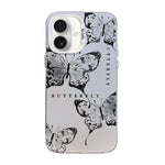 Schmetterlingsmuster silberbeschichtete PC-Hybrid TPU-Handyhülle, Für iPhone 16 Pro, Für iPhone 16 Plus, Für iPhone 16, Für iPhone 15 Pro Max, Für iPhone 15 Pro, Für iPhone 15 Plus