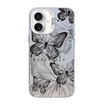 Schmetterlingsmuster silberbeschichtete PC-Hybrid TPU-Handyhülle, Für iPhone 16 Pro, Für iPhone 16 Plus, Für iPhone 16, Für iPhone 15 Pro Max, Für iPhone 15 Pro, Für iPhone 15 Plus