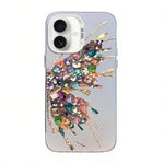 Schmetterlingsmuster silberbeschichtete PC-Hybrid TPU-Handyhülle, Für iPhone 16 Pro, Für iPhone 16 Plus, Für iPhone 16, Für iPhone 15 Pro Max, Für iPhone 15 Pro, Für iPhone 15 Plus