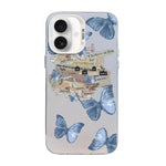 Schmetterlingsmuster silberbeschichtete PC-Hybrid TPU-Handyhülle, Für iPhone 16 Pro, Für iPhone 16 Plus, Für iPhone 16, Für iPhone 15 Pro Max, Für iPhone 15 Pro, Für iPhone 15 Plus