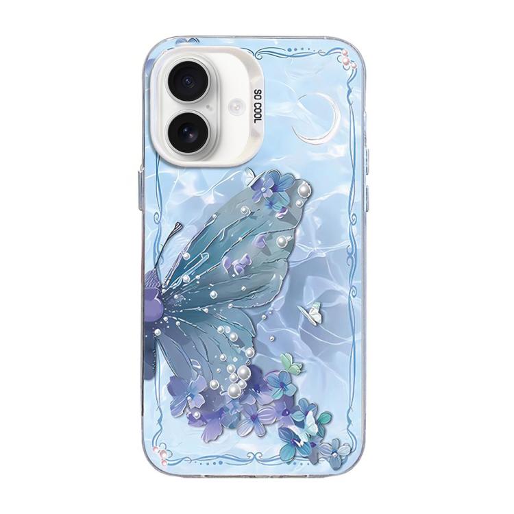 Schmetterlingsmuster silberbeschichtete PC-Hybrid TPU-Handyhülle, Für iPhone 16 Pro, Für iPhone 16 Plus, Für iPhone 16, Für iPhone 15 Pro Max, Für iPhone 15 Pro, Für iPhone 15 Plus