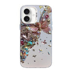 Schmetterlingsmuster silberbeschichtete PC-Hybrid TPU-Handyhülle, Für iPhone 16 Pro, Für iPhone 16 Plus, Für iPhone 16, Für iPhone 15 Pro Max, Für iPhone 15 Pro, Für iPhone 15 Plus