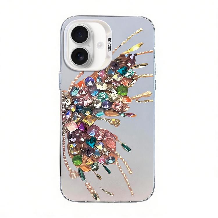 Schmetterlingsmuster silberbeschichtete PC-Hybrid TPU-Handyhülle, Für iPhone 16 Pro, Für iPhone 16 Plus, Für iPhone 16, Für iPhone 15 Pro Max, Für iPhone 15 Pro, Für iPhone 15 Plus