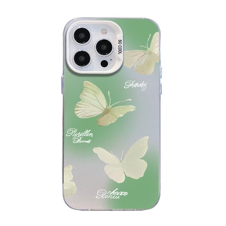 Schmetterlingsmuster silberbeschichtete PC-Hybrid TPU-Handyhülle, Für iPhone 16 Pro, Für iPhone 16 Plus, Für iPhone 16, Für iPhone 15 Pro Max, Für iPhone 15 Pro, Für iPhone 15 Plus