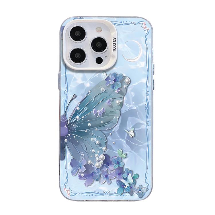 Schmetterlingsmuster silberbeschichtete PC-Hybrid TPU-Handyhülle, Für iPhone 16 Pro, Für iPhone 16 Plus, Für iPhone 16, Für iPhone 15 Pro Max, Für iPhone 15 Pro, Für iPhone 15 Plus