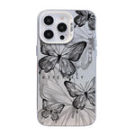 Schmetterlingsmuster silberbeschichtete PC-Hybrid TPU-Handyhülle, Für iPhone 16 Pro, Für iPhone 16 Plus, Für iPhone 16, Für iPhone 15 Pro Max, Für iPhone 15 Pro, Für iPhone 15 Plus