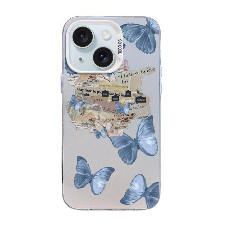 Schmetterlingsmuster silberbeschichtete PC-Hybrid TPU-Handyhülle, Für iPhone 16 Pro, Für iPhone 16 Plus, Für iPhone 16, Für iPhone 15 Pro Max, Für iPhone 15 Pro, Für iPhone 15 Plus