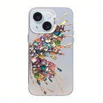 Schmetterlingsmuster silberbeschichtete PC-Hybrid TPU-Handyhülle, Für iPhone 16 Pro, Für iPhone 16 Plus, Für iPhone 16, Für iPhone 15 Pro Max, Für iPhone 15 Pro, Für iPhone 15 Plus