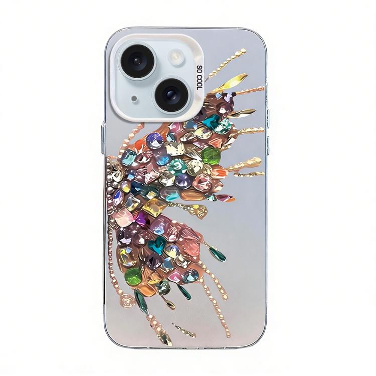 Schmetterlingsmuster silberbeschichtete PC-Hybrid TPU-Handyhülle, Für iPhone 16 Pro, Für iPhone 16 Plus, Für iPhone 16, Für iPhone 15 Pro Max, Für iPhone 15 Pro, Für iPhone 15 Plus