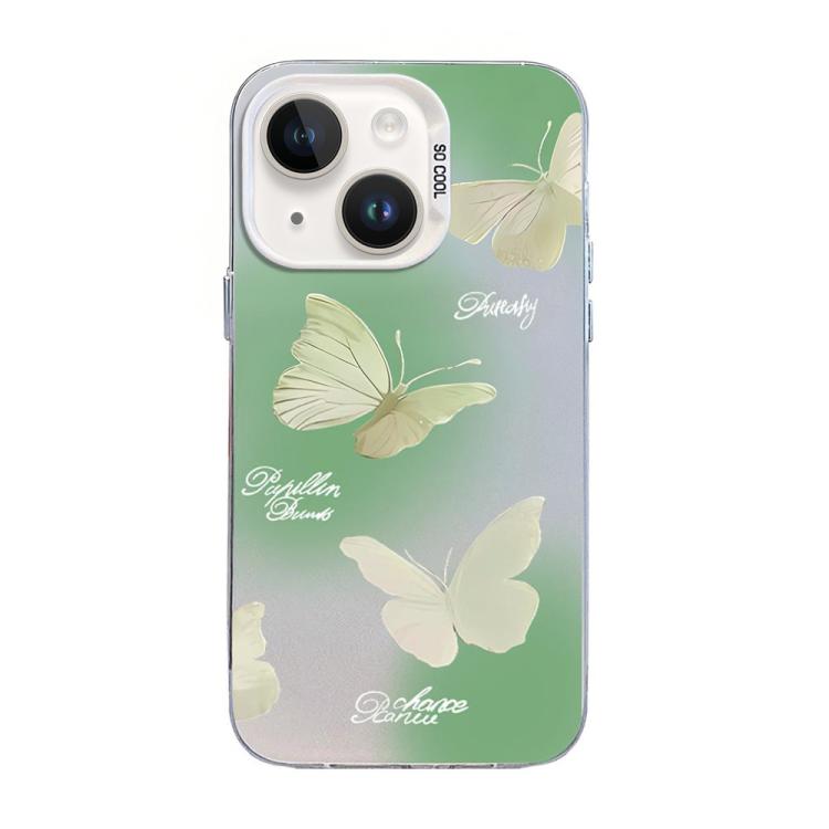 Schmetterlingsmuster Silberbeschichtete PC-Hybrid TPU-Handyhülle, Für iPhone 15, Für iPhone 14 Plus, Für iPhone 14, Für iPhone 14 Pro, Für iPhone 14 Pro Max, Für iPhone SE 2022 / SE 2020