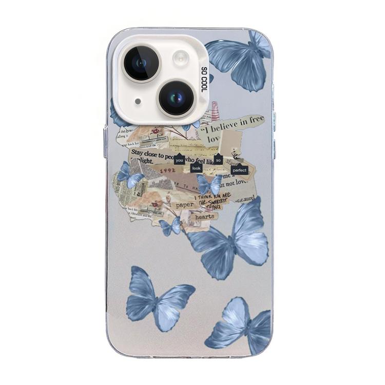 Schmetterlingsmuster Silberbeschichtete PC-Hybrid TPU-Handyhülle, Für iPhone 15, Für iPhone 14 Plus, Für iPhone 14, Für iPhone 14 Pro, Für iPhone 14 Pro Max, Für iPhone SE 2022 / SE 2020