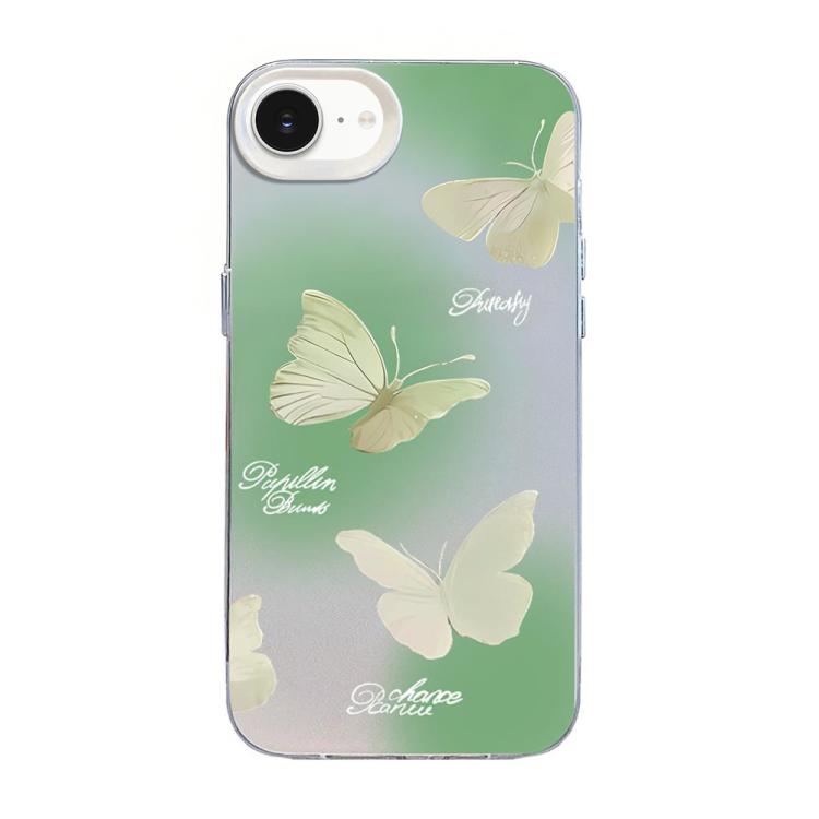 Schmetterlingsmuster Silberbeschichtete PC-Hybrid TPU-Handyhülle, Für iPhone 15, Für iPhone 14 Plus, Für iPhone 14, Für iPhone 14 Pro, Für iPhone 14 Pro Max, Für iPhone SE 2022 / SE 2020