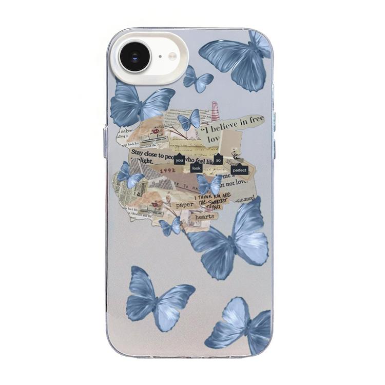 Schmetterlingsmuster Silberbeschichtete PC-Hybrid TPU-Handyhülle, Für iPhone 15, Für iPhone 14 Plus, Für iPhone 14, Für iPhone 14 Pro, Für iPhone 14 Pro Max, Für iPhone SE 2022 / SE 2020