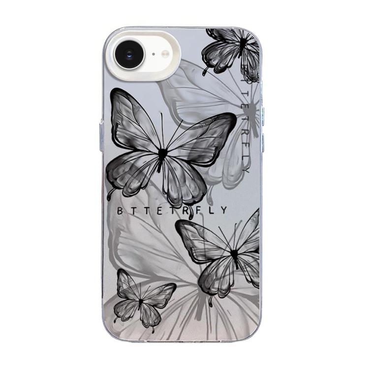 Schmetterlingsmuster Silberbeschichtete PC-Hybrid TPU-Handyhülle, Für iPhone 15, Für iPhone 14 Plus, Für iPhone 14, Für iPhone 14 Pro, Für iPhone 14 Pro Max, Für iPhone SE 2022 / SE 2020