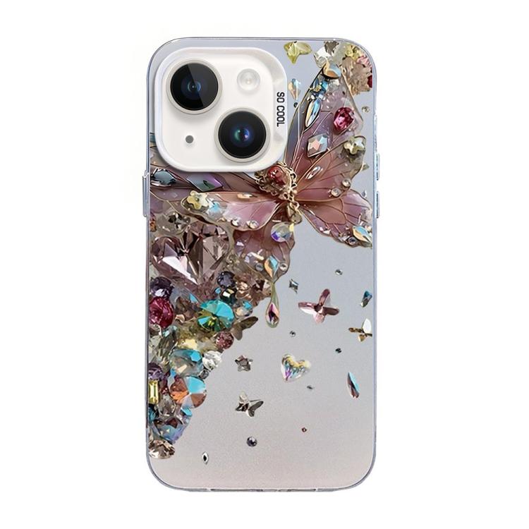 Schmetterlingsmuster Silberbeschichtete PC-Hybrid TPU-Handyhülle, Für iPhone 13 Pro Max, Für iPhone 13 Pro, Für iPhone 13, Für iPhone 13 mini, Für iPhone 12 Pro Max, Für iPhone 12 Pro
