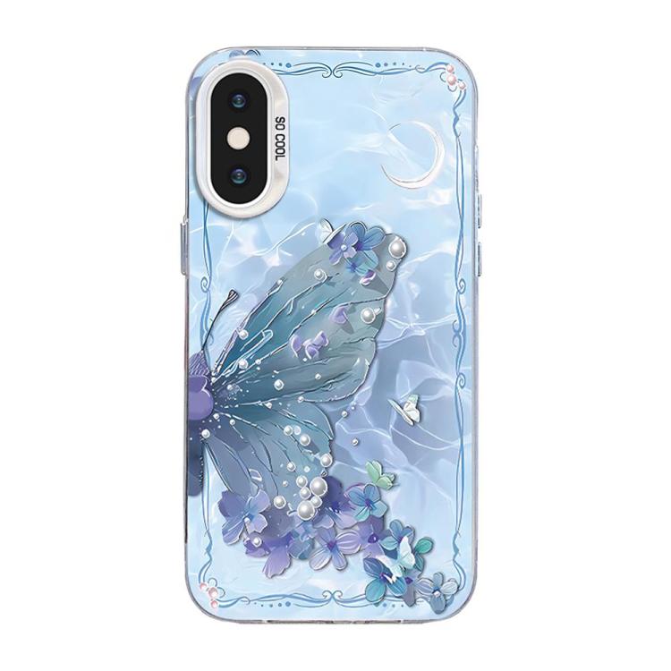 Schmetterlingsmuster Silberbeschichtete PC-Hybrid TPU-Handyhülle, Für iPhone XS Max, Für iPhone 8 Plus / 7 Plus