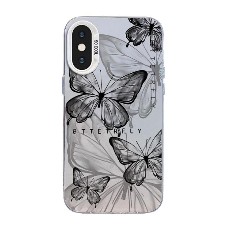 Schmetterlingsmuster Silberbeschichtete PC-Hybrid TPU-Handyhülle, Für iPhone XS Max, Für iPhone 8 Plus / 7 Plus
