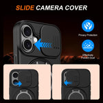 Camera Sliding Shield Magnetic Rotation Holder Phone Case, For iPhone 16 Plus, For iPhone 16, For iPhone 15 Pro Max, For iPhone 15 Pro, For iPhone 15 Plus / 14 Plus, For iPhone 15