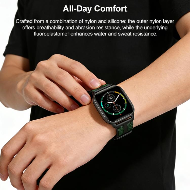 xDfind Flame Hybrid Nylon Braid Silicone Watch Band, For Apple Watch 42 / 44 / 45 / 46 / 49mm, For Apple Watch 38 / 40 / 41 / S11 42mm